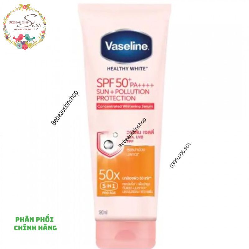 [BẢN MỚI] Sữa Dưỡng Thể Vaseline Perfect Serum 50X Tuýp 320ml  an toàn cho da. Trắng da Làm đều màu da Chống nắng (UVA & UVB) Giảm vết thâm Làm cho da rạng rỡ, đầy sức sống