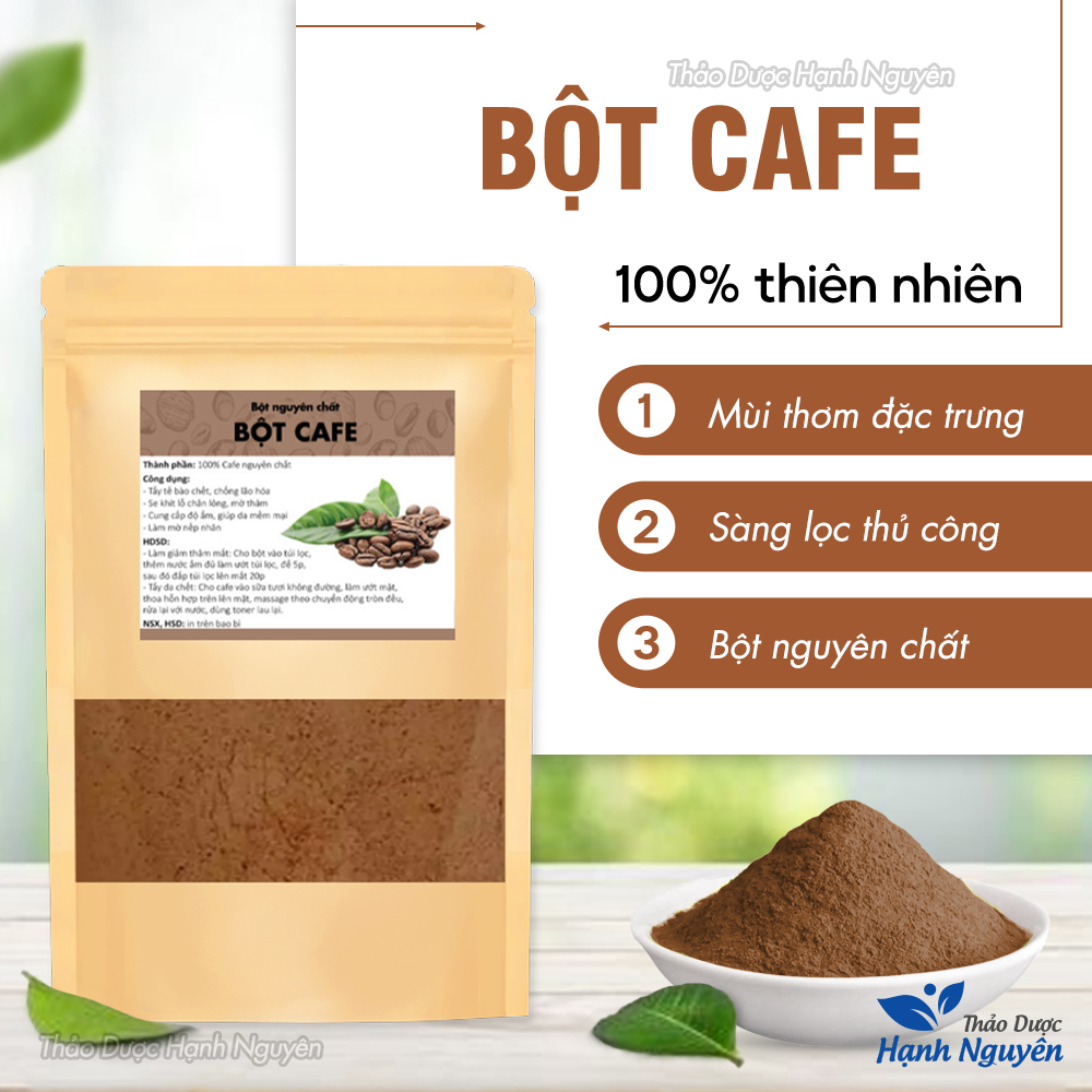 Bột cà phê nguyên chất 100g (Cafe đắp mặt, tẩy da chết, dưỡng trắng) - Thảo Dược Hạnh Nguyên