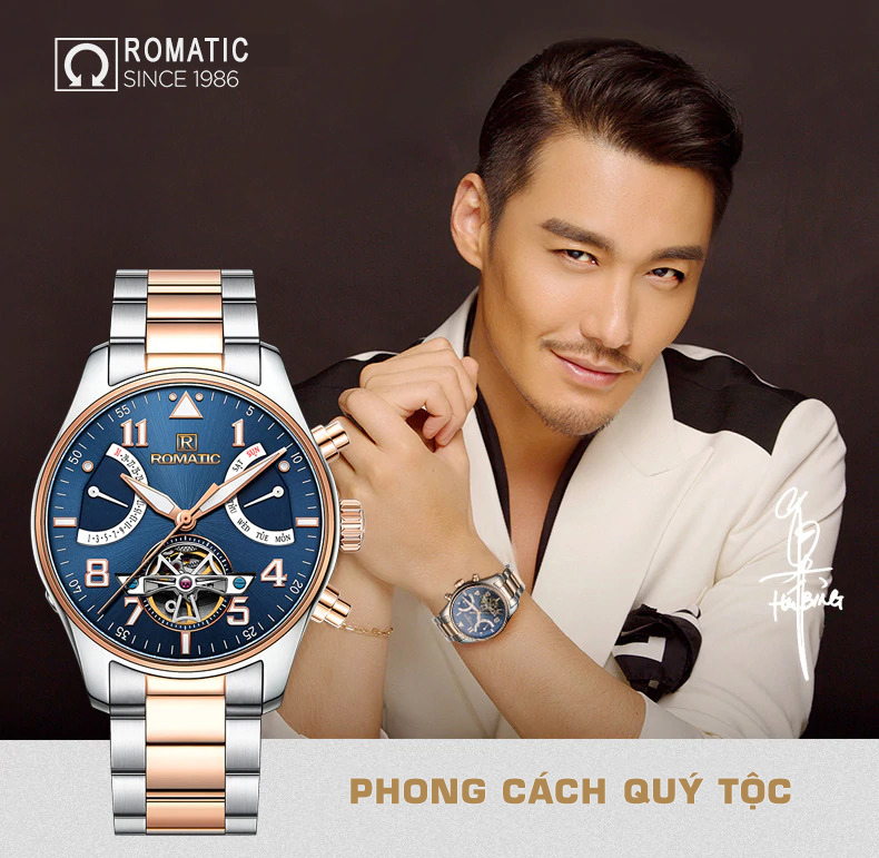 Đồng Hồ Nam ROMATIC 3D Siêu Đẹp,  Chống Nước Tốt, Dây Demi Sang Trọng
