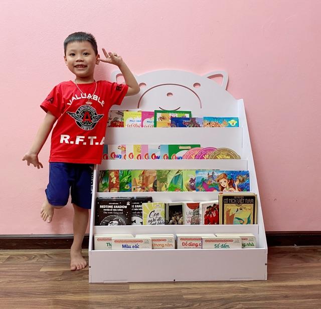 Kệ sách hình gấu cho bé full bộ kèm vít bắt (Size nhỡ chất liệu formex)