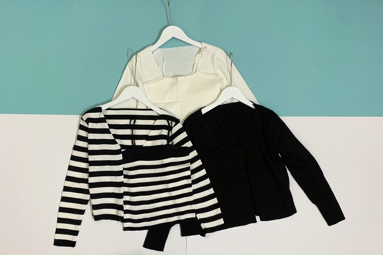 Set áo cardigan len tăm kèm áo 2 dây