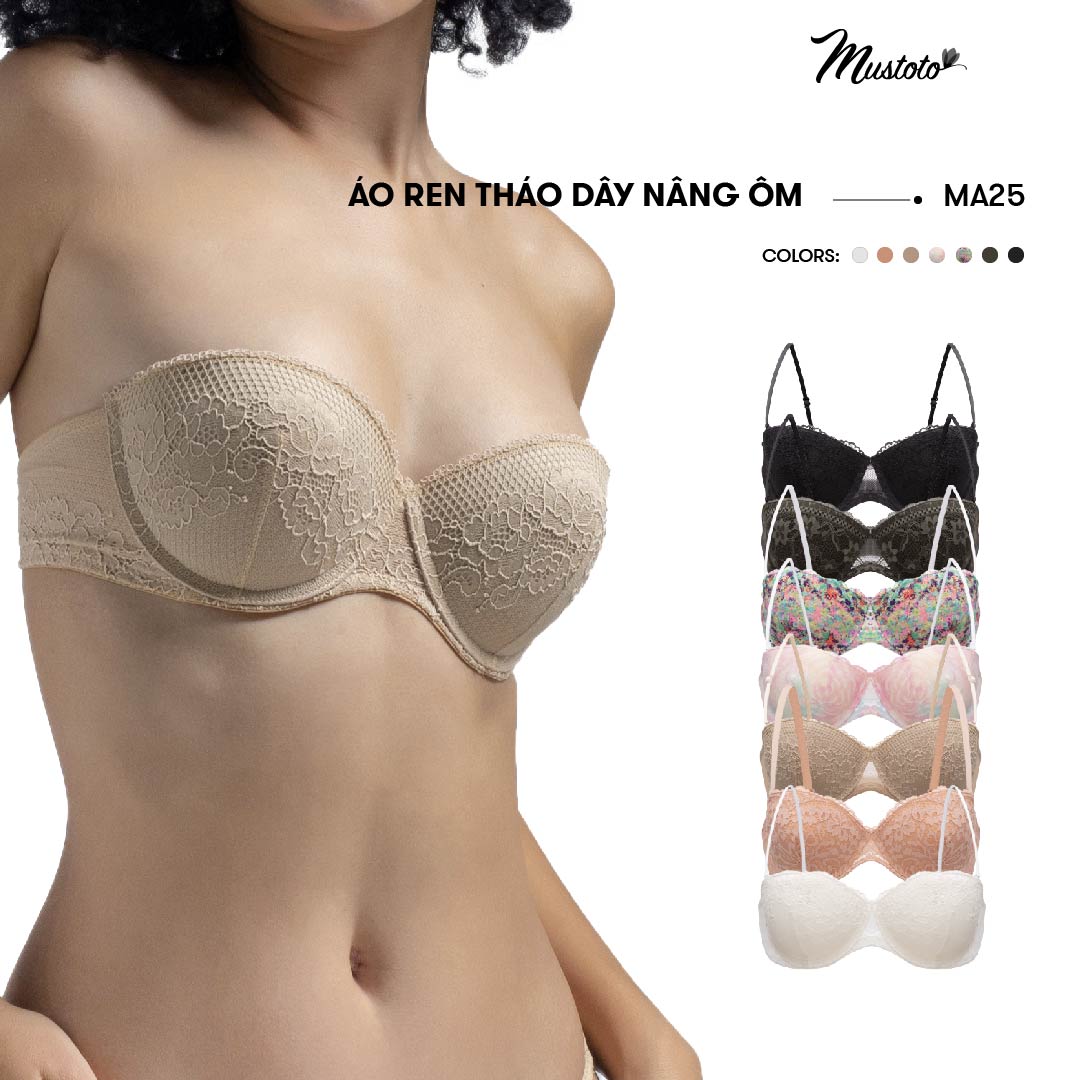 Áo Lót Nữ Ren Mút Mỏng 0.5cm Cúp Ngang Bra Confetti (Mustoto MA25)