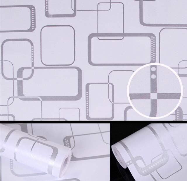 5 Mét Decal Giấy Dán Tường Khổ 45cm Có Sẵn Keo - Chữ Nhật Viền Xám CT038
