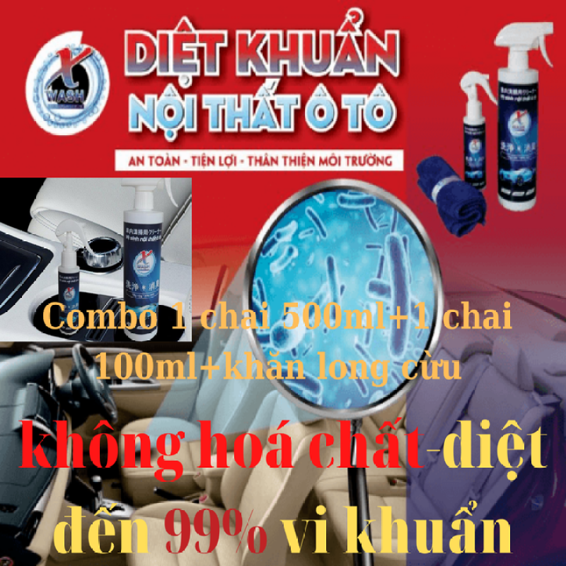 Chai xịt diệt khuẩn làm sạch nội thất ôtô không hoá chất XWASH 100ml