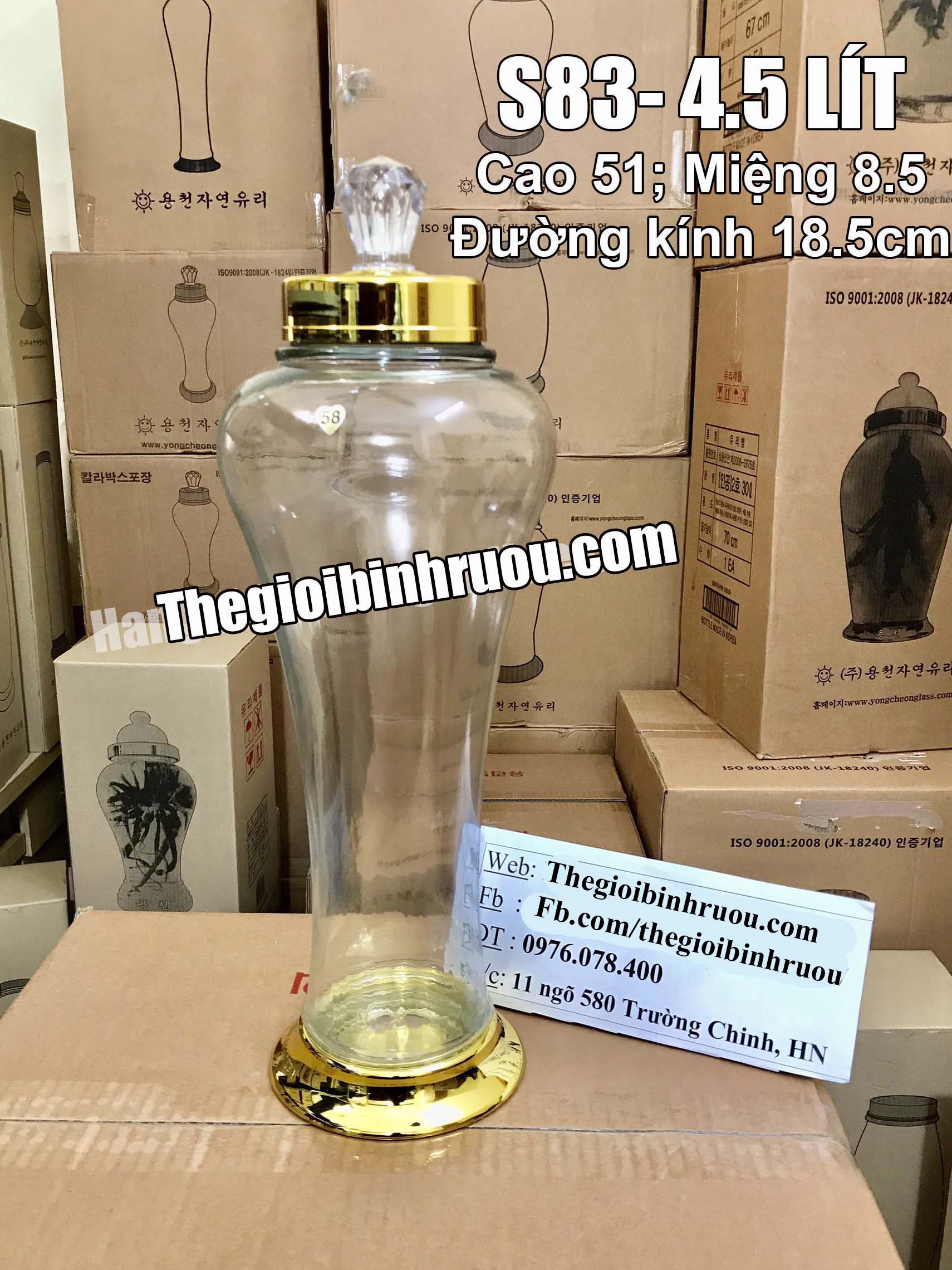 Bình Ngâm Rượu Hàn Quốc 4.5 Lít (Bình Sâm)