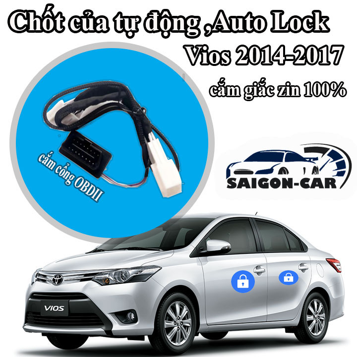 HCM-Chốt cửa tự động Toyota Vios 2014 đén 2017, Auto Lock cắm cổng OBDII, bảo hành 12 tháng