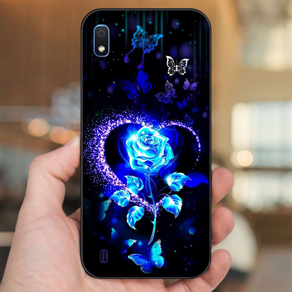 Ốp lưng Samsung A10 viền đen in hình Hoa Hồng Hoa Rose