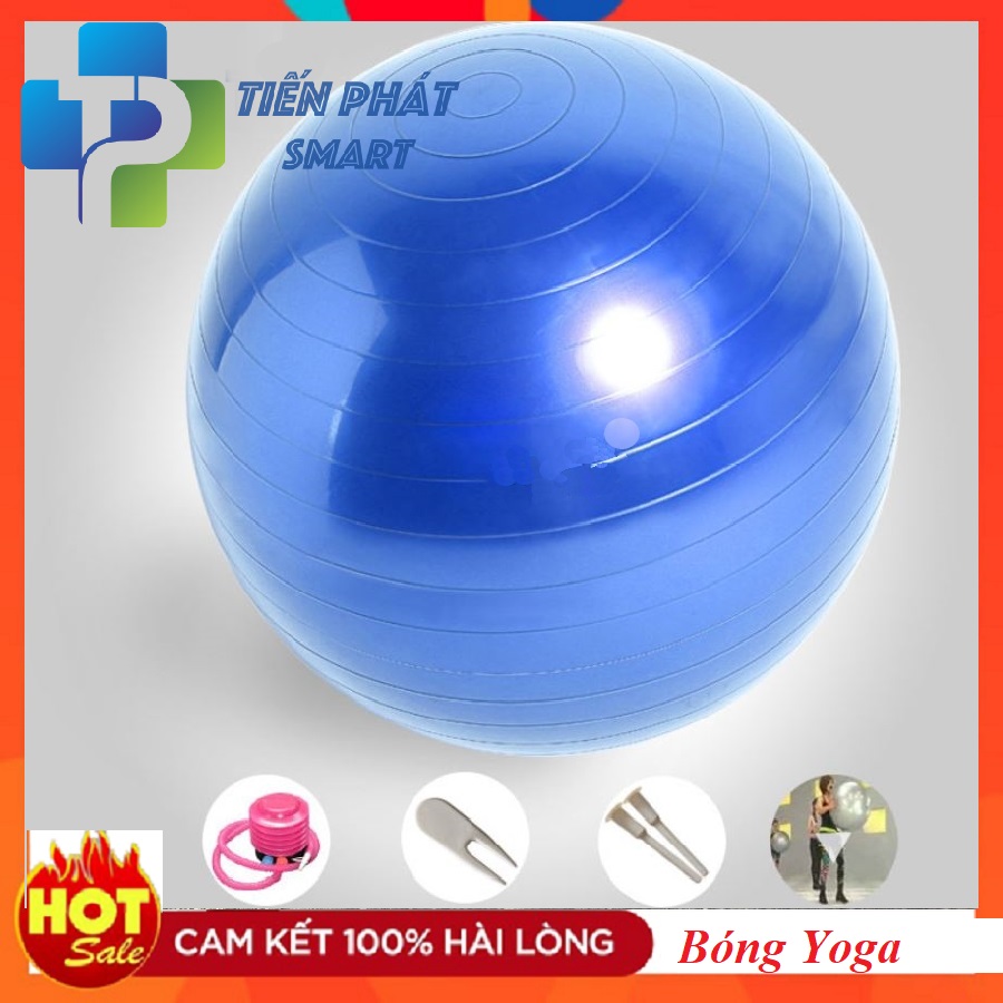 Bóng Yoga cao cấp+ Kèm bộ dụng cụ bơm hơi TPS Trơn 65CM (Xanh dương)