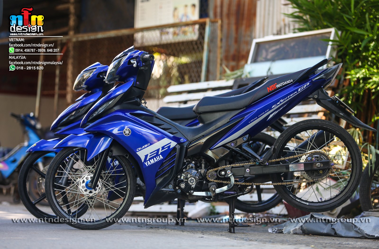 Tem rời dán xe exciter 135 mẫu bạc xanh gp số 135 cực đẹp, hàng 3 lớp chất lượng cao