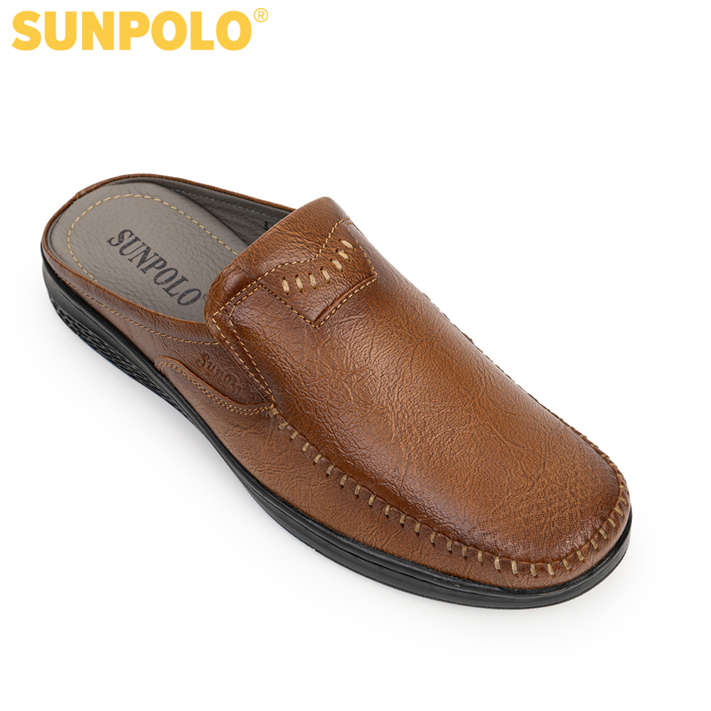 Dép sapo nam da bò SUNPOLO SPO330 (Đen, Nâu)