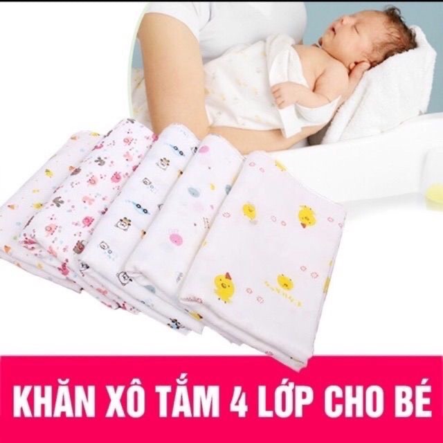 Khăn tắm xô 2 lớp, 4 lớp in hình xuất nhật / khăn xô tắm 4 lớp in hình xuất nhật cho bé trai bé gái