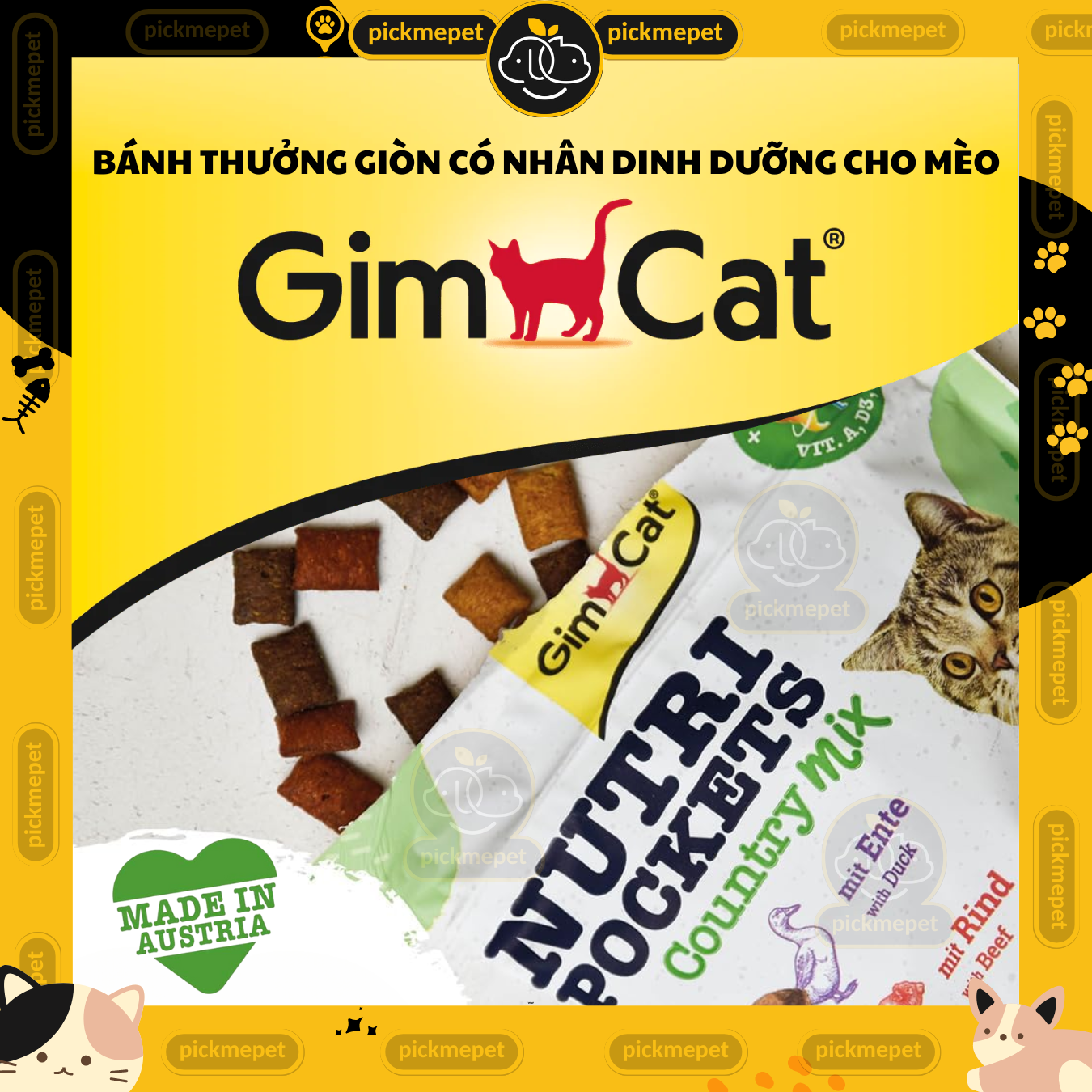 [Gói 150g] Snack GimCat Nutri Pockets - Bánh Quy Thưởng Giòn Dinh Dưỡng Có Nhân Dành Cho Mèo Nutri Pocket