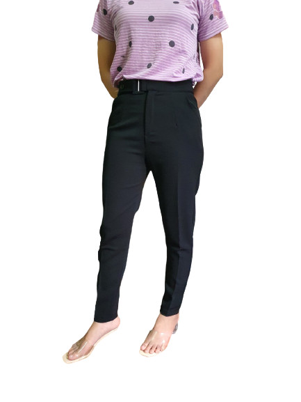 Quần baggy tây mix đai cúc lệch
