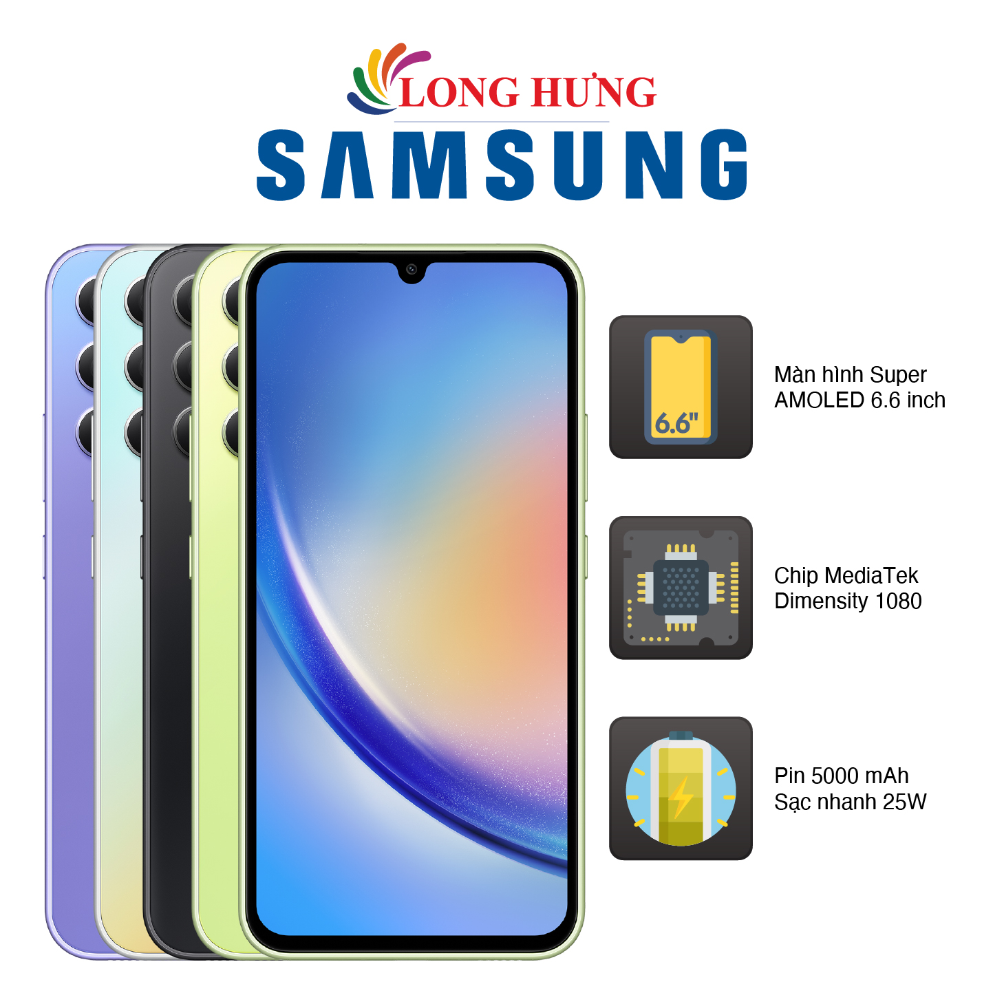 Điện thoại Samsung Galaxy A34 5G  - Hàng chính hãng - Màn hình sống động, sắc nét, camera đỉnh cao