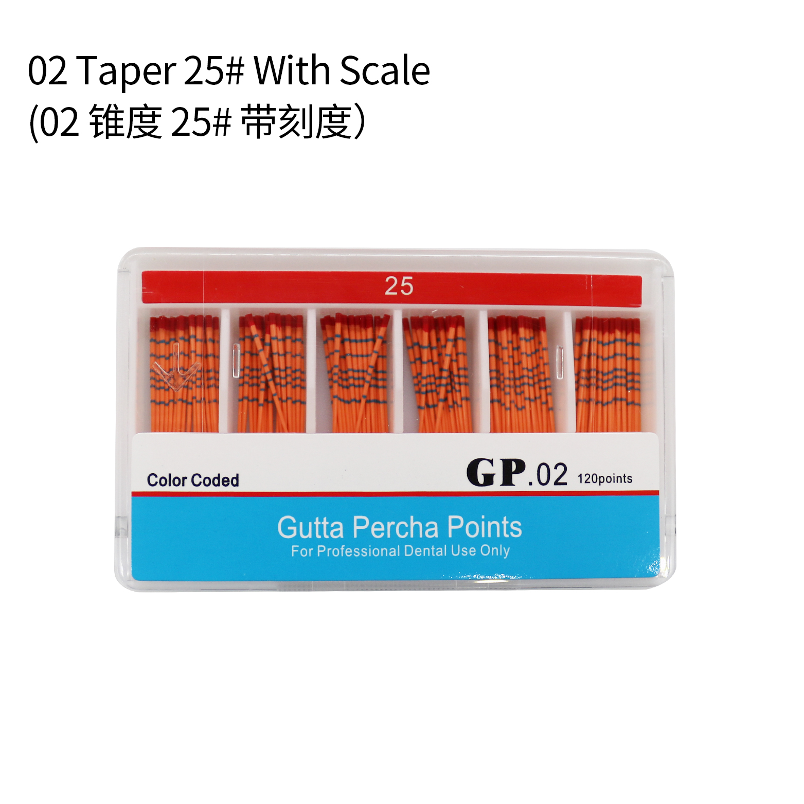 1Box 120Pcs Points Gutta Percha with Scale Taper02 04 06 Size15-40