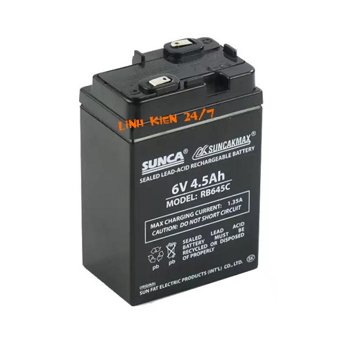 BÌNH ẮC QUY KHÔ SUNCA 6V 4.5AH DÙNG CHO QUẠT, ĐÈN TÍCH ĐIỆN, Ô TÔ, XE MÁY ĐIỆN