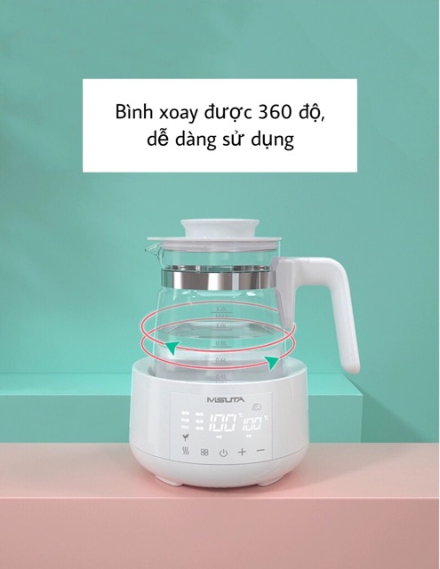 [Mã 44DIENTU80K giảm 6% đơn 400K] Máy hâm nước pha sữa Misuta giữ nhiệt Bình đun nước pha sữa