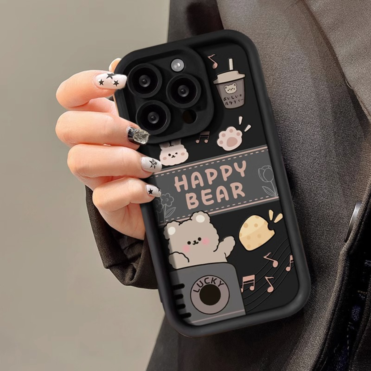 Ốp Lưng iPhone Gấu Happy Bear 11/12/13/14/15/16 ProMax
