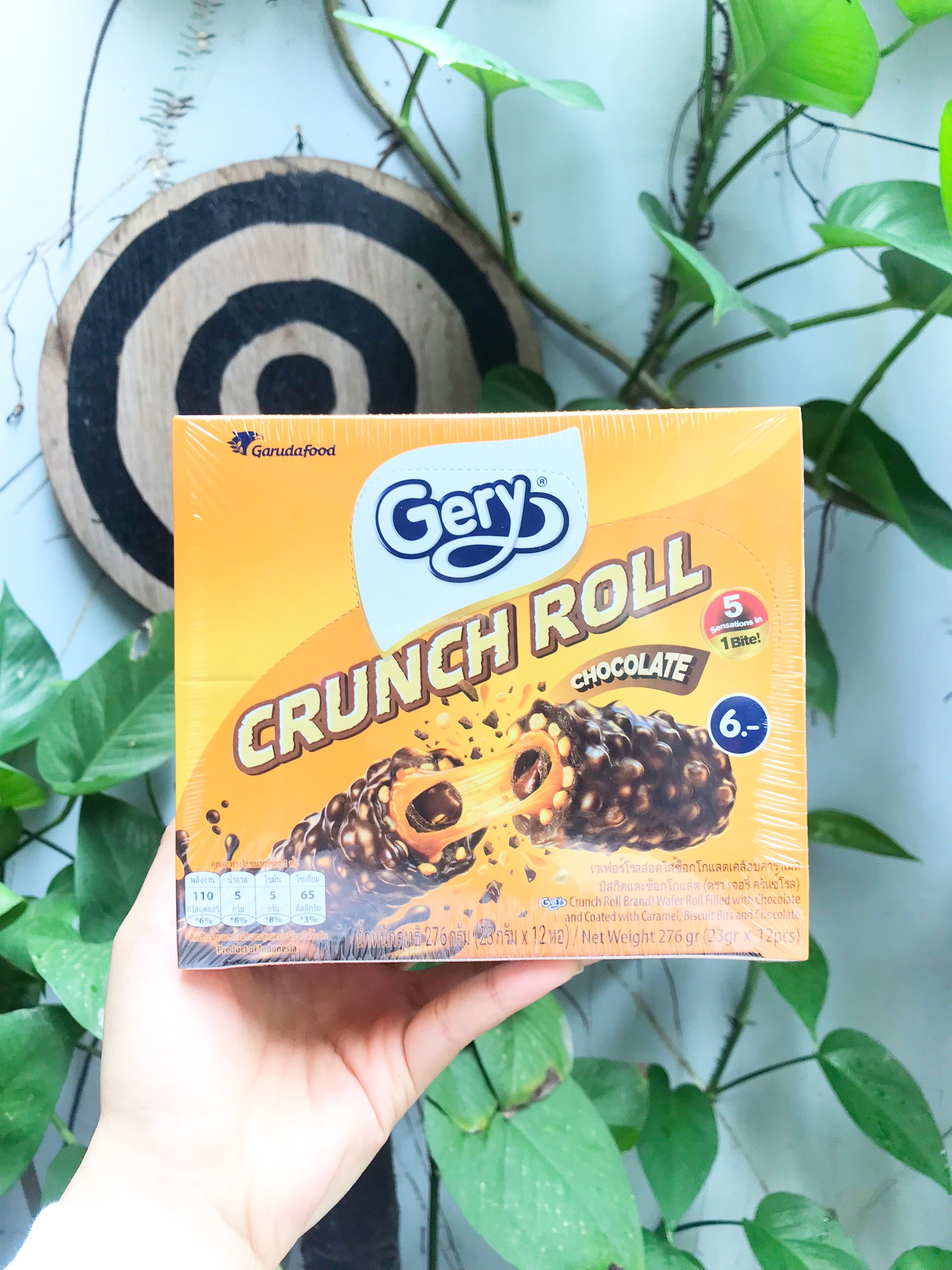 Bánh ỐNG Gery Ống Sôcôla Crunch Roll Chocolate 276g (Hộp 12 cái x 23g vàng)