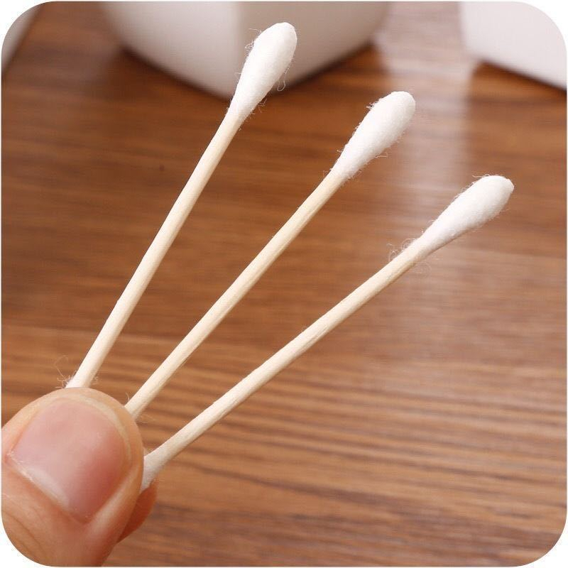 Tăm bông ngoáy tai que làm bằng gỗ được túi zip an toàn tiện lợi gói 100 chiếc - Movava