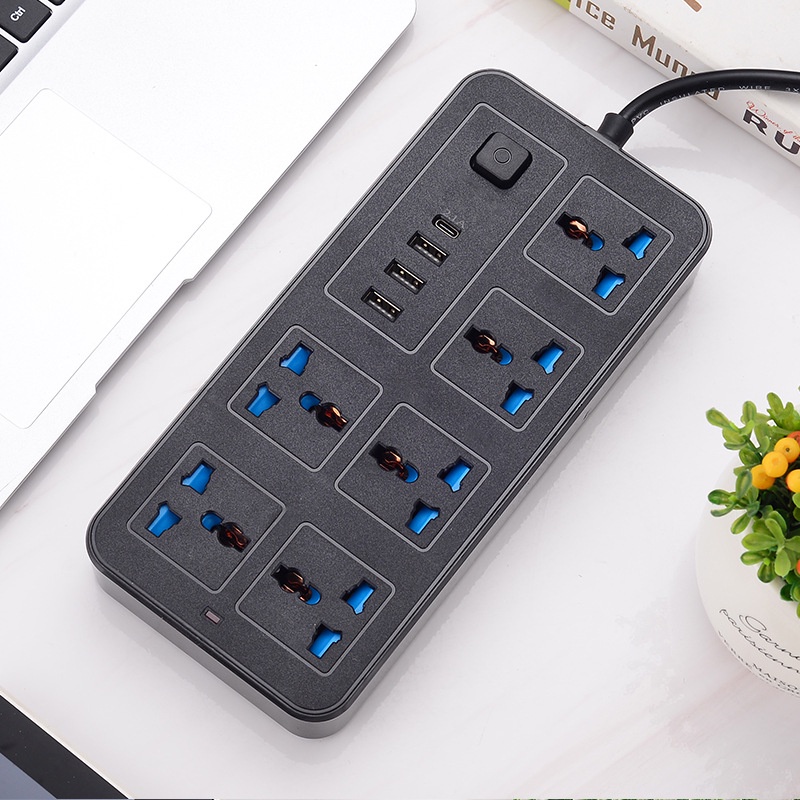COD Ổ điện đa chức năng thông minh - ổ cắm điện chống giật, cổng TYPE C thế hệ mới và USB 5V sạc nhanh dây dài 2m