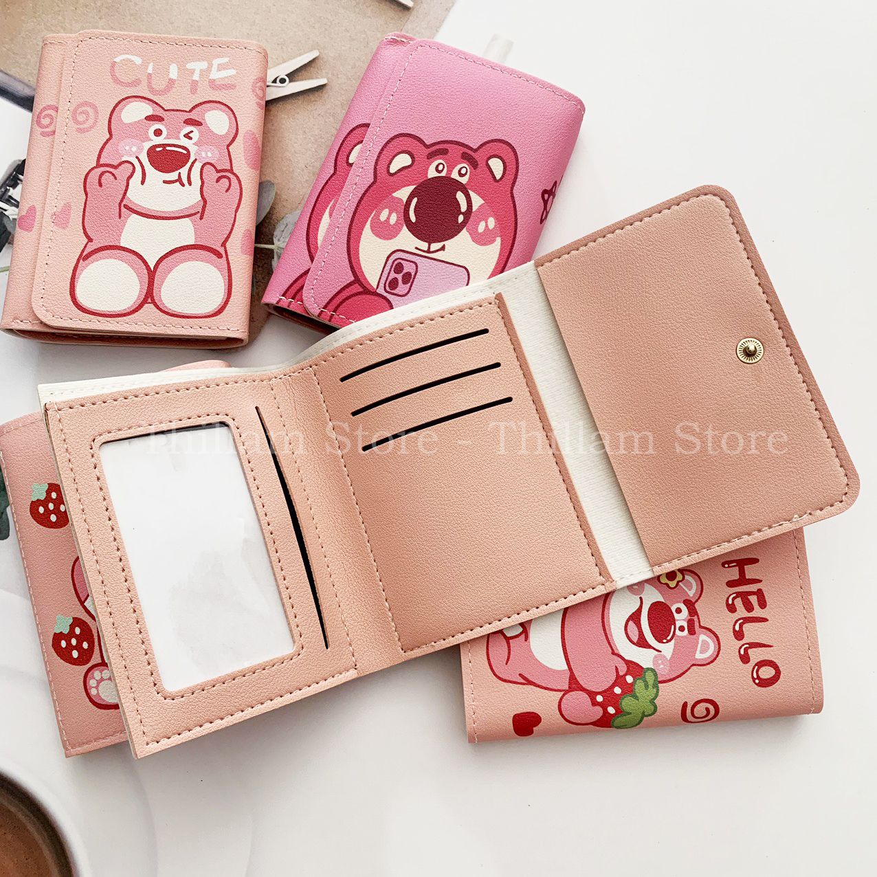 Ví Gấu Dâu gấp ba siêu dễ thương ThiLam Store