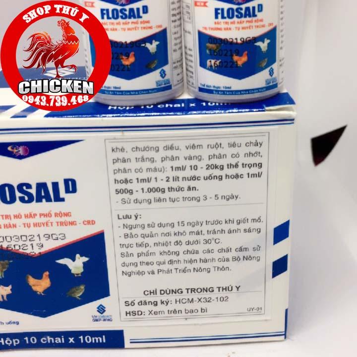 Flosal D 10ml 1 chai  trị khò khè sổ mũi cho gà đá
