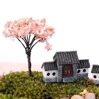 Mô hình Nhà ngói 3 gian,cổng làng tiểu cảnh terrarium
