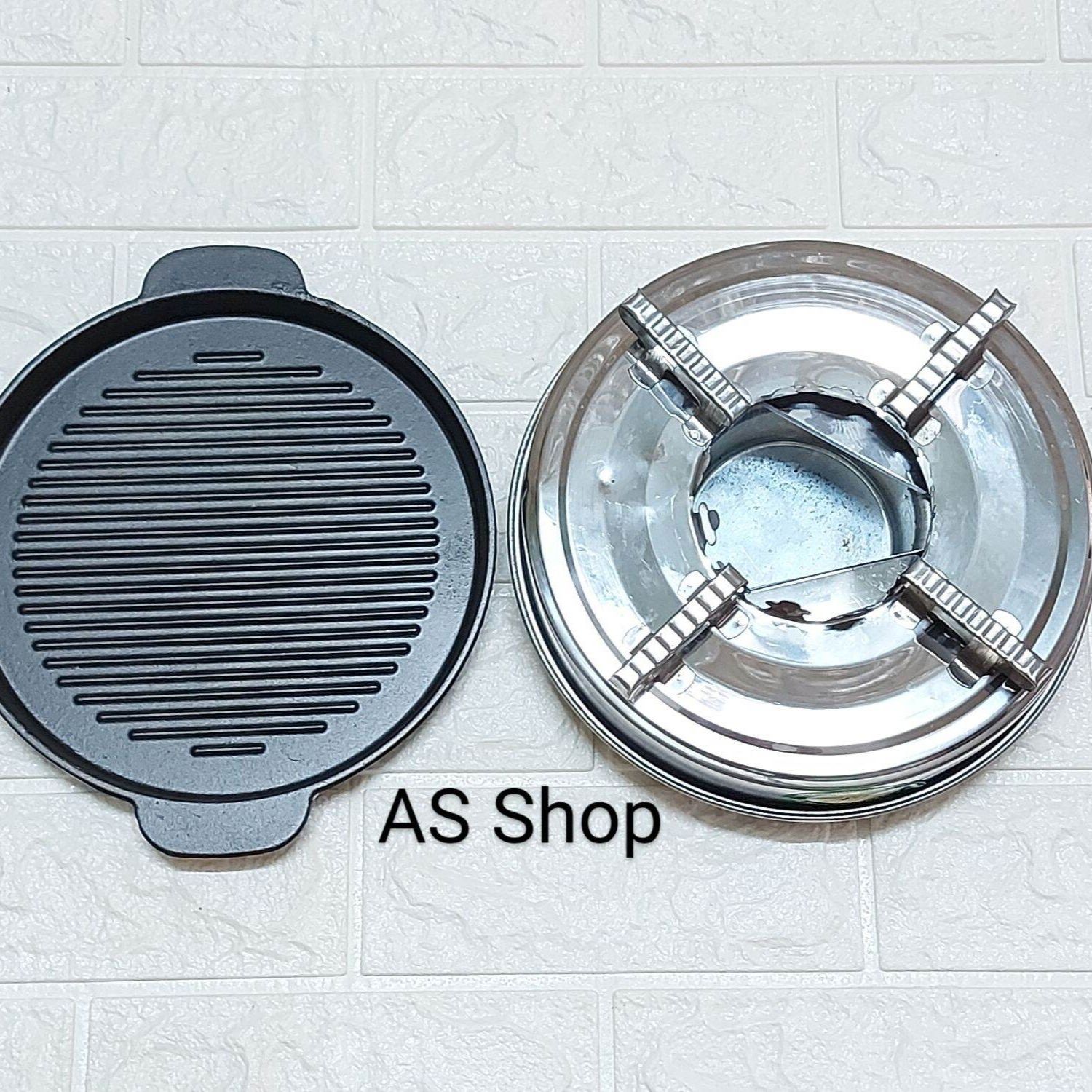 Bộ bếp nướng cồn inox + chảo gang (đen, trắng)