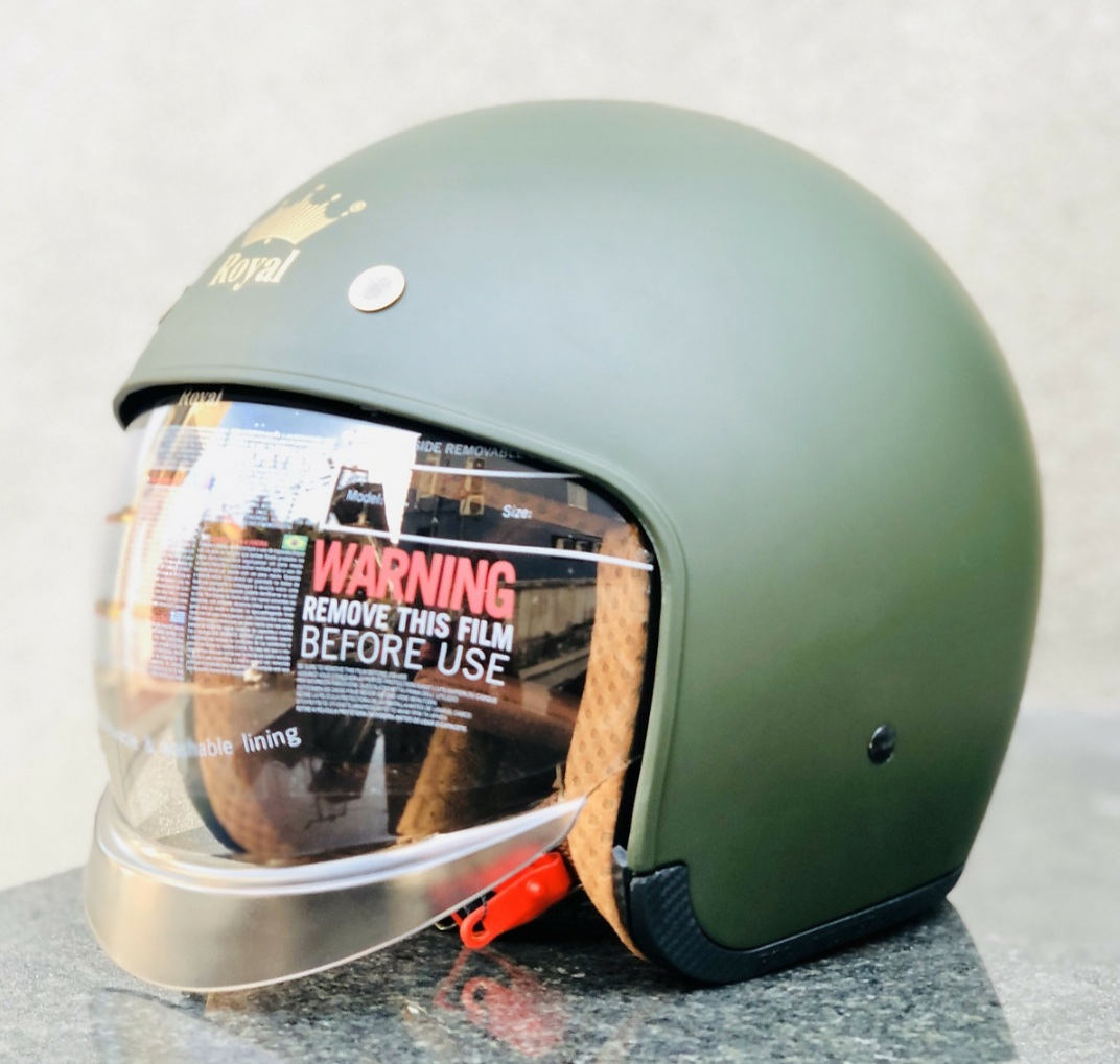[HCM]Nón bảo hiểm 3/4 kính âm Royal M139 xanh lính (Tặng balo rút) bảo hành 12 tháng