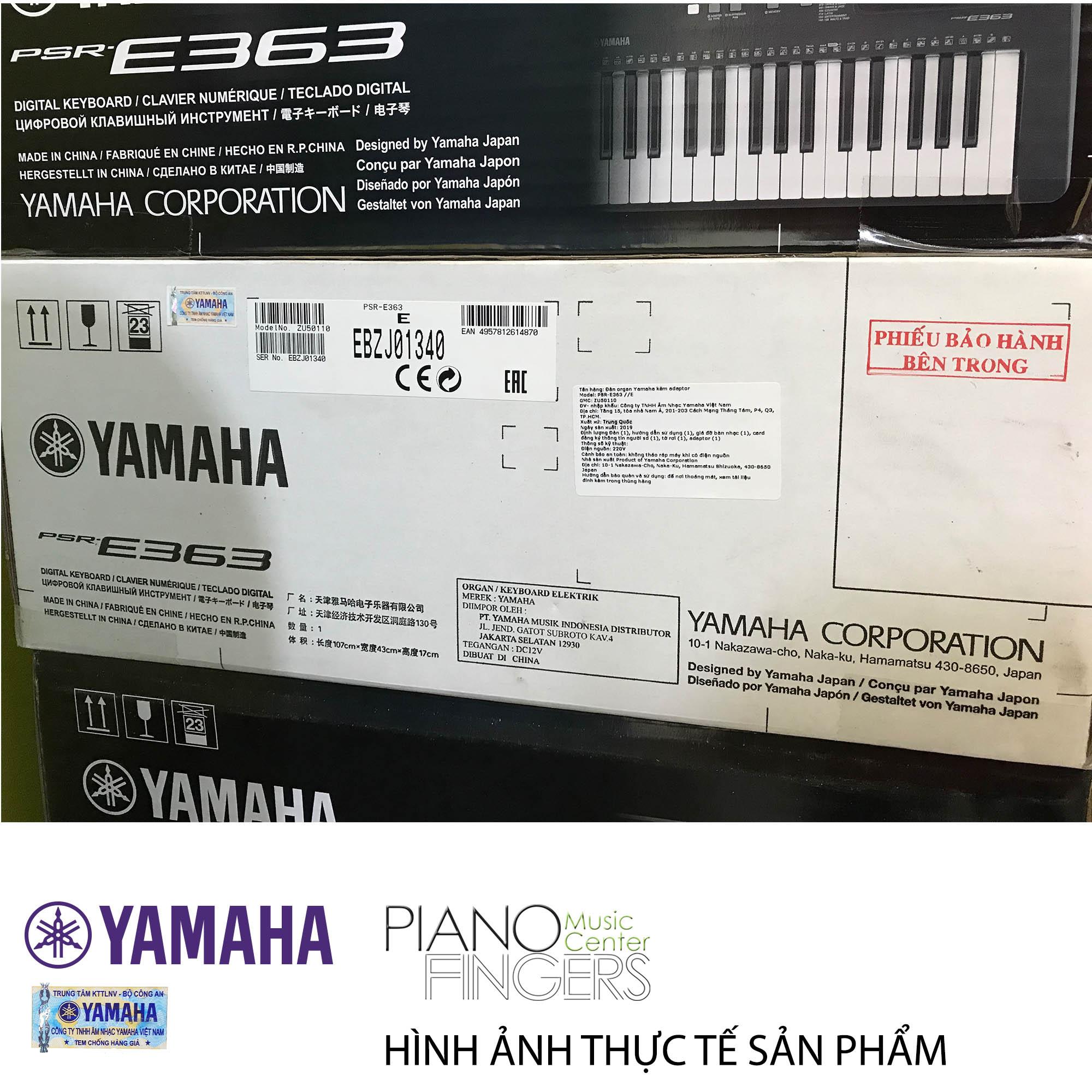 Đàn organ Yamaha PSR-E363 (Đen) Piano Fingers