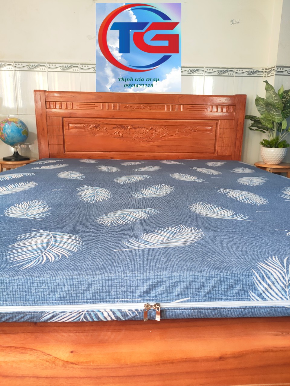 Áo bọc 2 mặt nệm thẳng có khóa kéo ( Thun 3D Hàn Quốc )