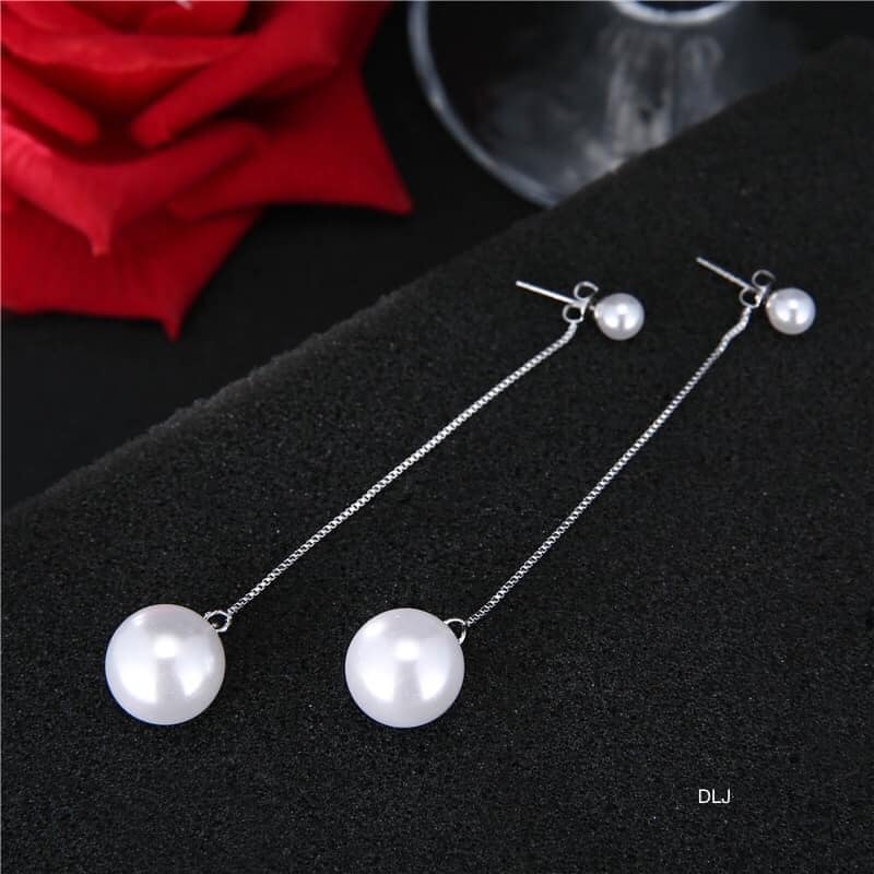 Bông tai bạc tua trai MS35
