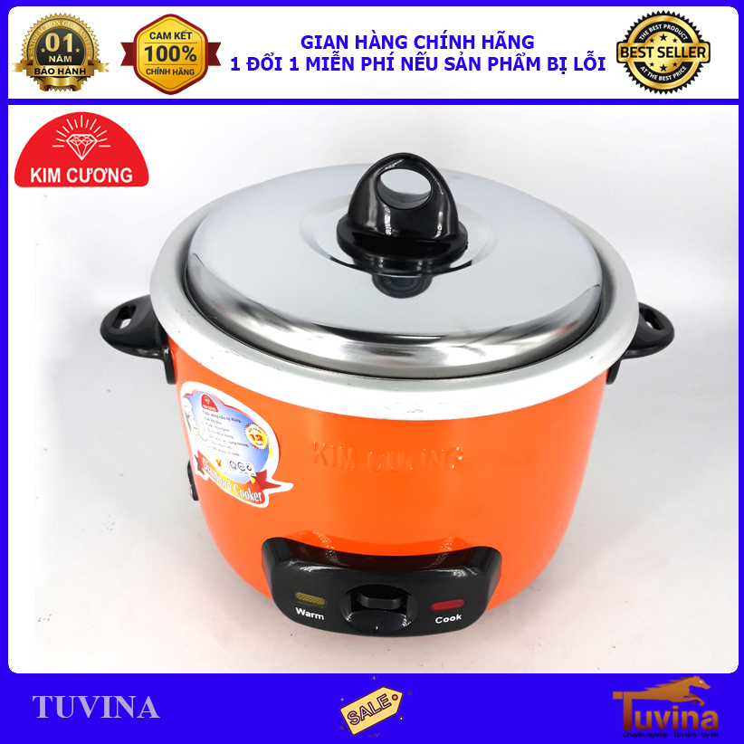 Nồi Cơm Điện 0.8 Lít Kim Cương - 1-3 Người Ăn - Nắp Rời - Hàng Chính Hãng (Bảo Hành 12 Tháng)