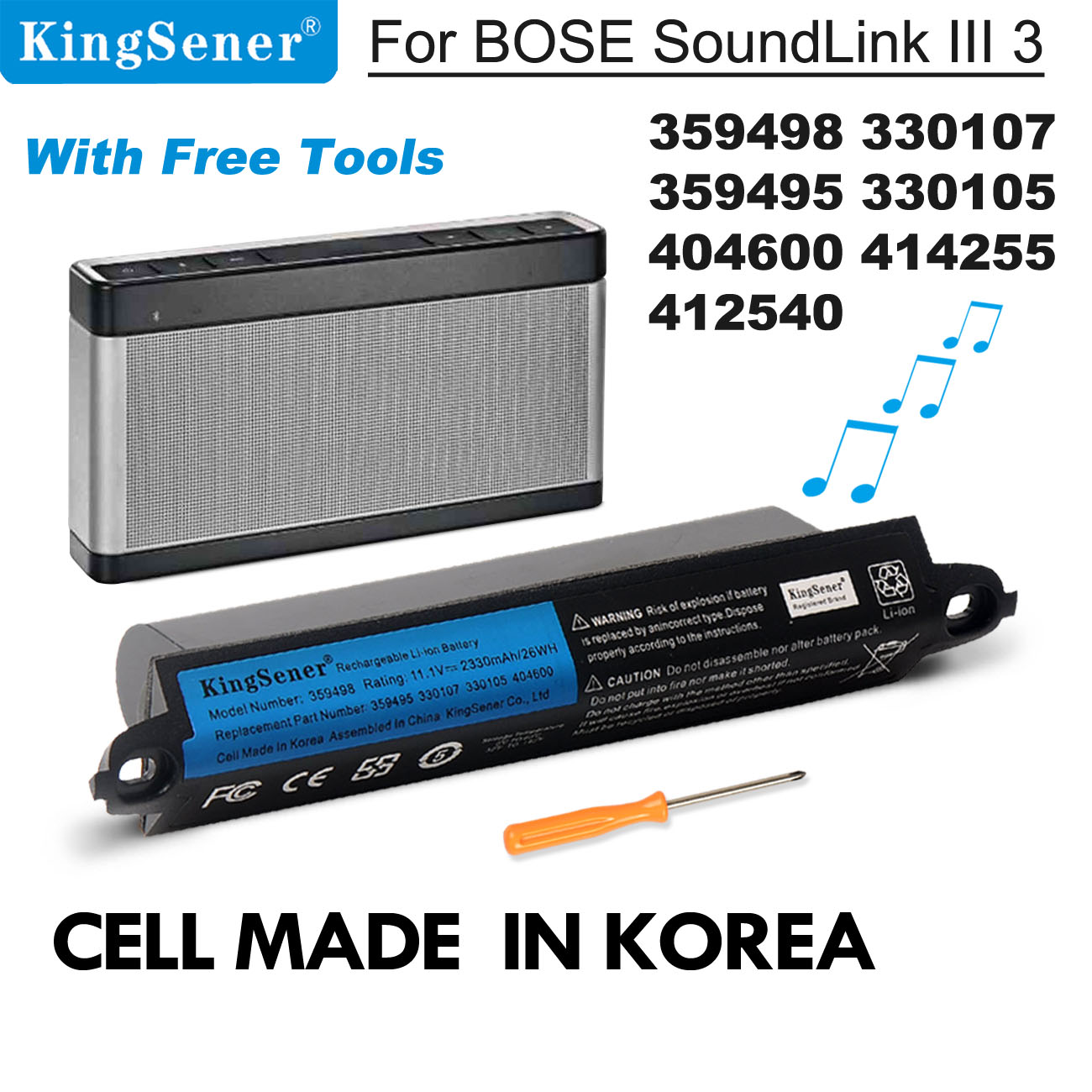 Pin kingsener 359498 dành cho loa bose soundlink iii 330107a 359495 330105 412540 dành cho loa bose soundlink bluetooth ii 404600 **