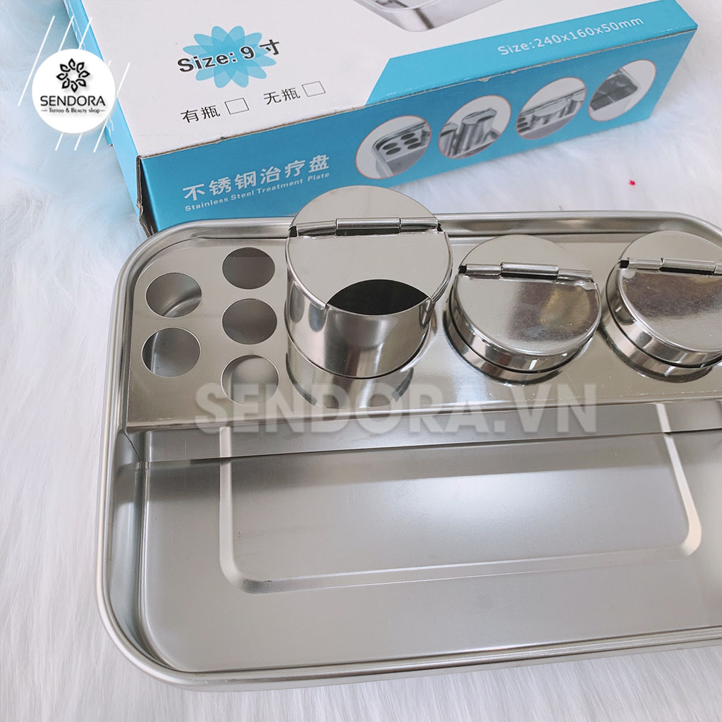 Bộ khay và hũ inox đựng dụng cụ đa năng