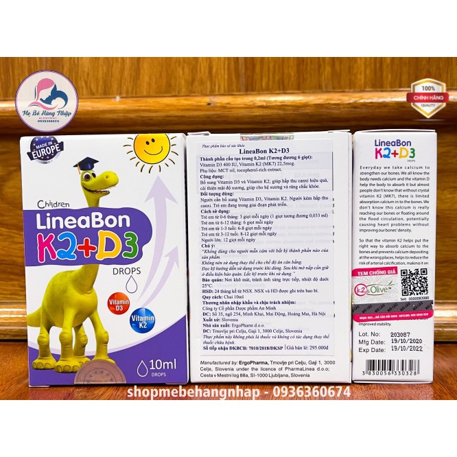 Vitamin K2D3  K2 D3 LineaBon (10ml) - Tăng cường hấp thụ Canxi