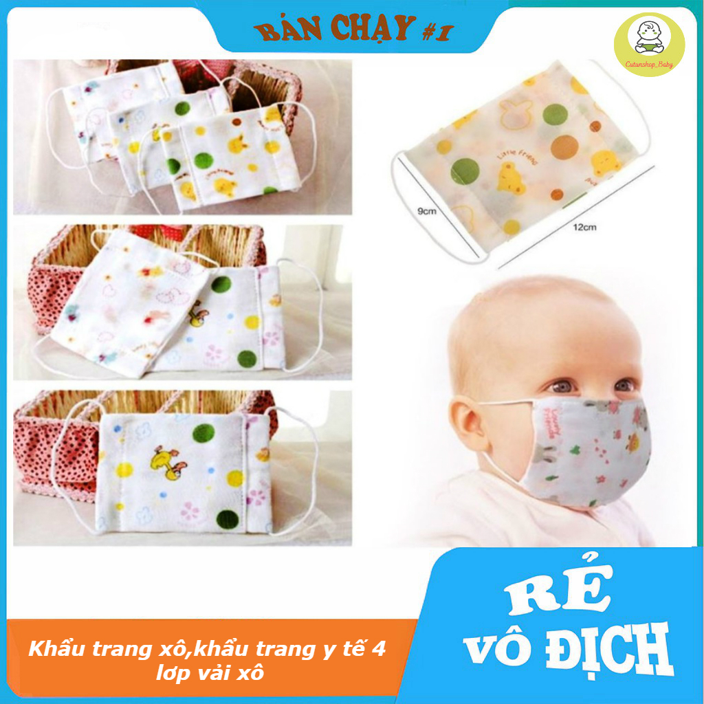 Khẩu trang xô nhật 4 lớp cho bé