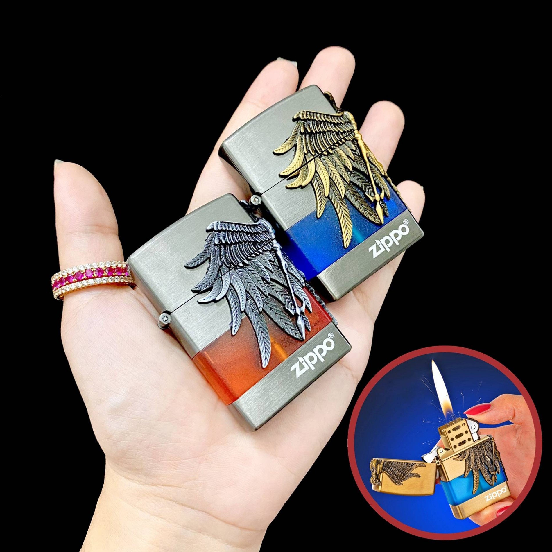 BẬT LỬA ZIPPO GAS LỘ THIÊN HÌNH THIÊN THẦN RỪNG AMAZON