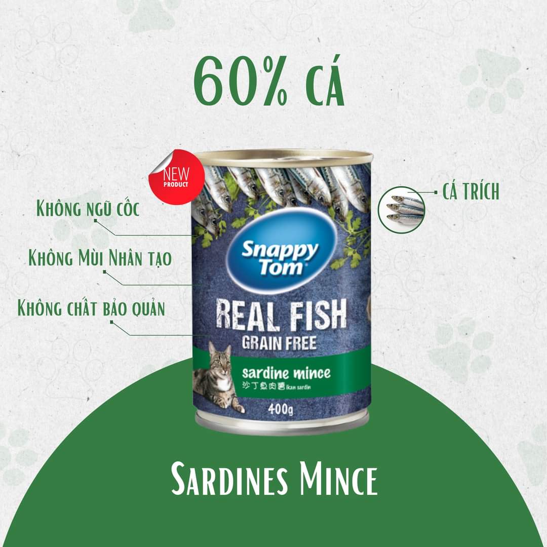Pate SnappyTom Lon 400G RealMeat Siêu Thịt Cá
