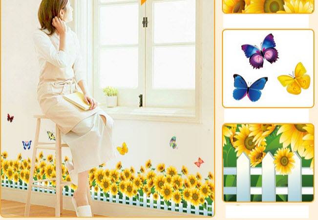 [HCM]DECAL DÁN CHÂN TƯỜNG HƯỚNG DƯƠNG VÀNG