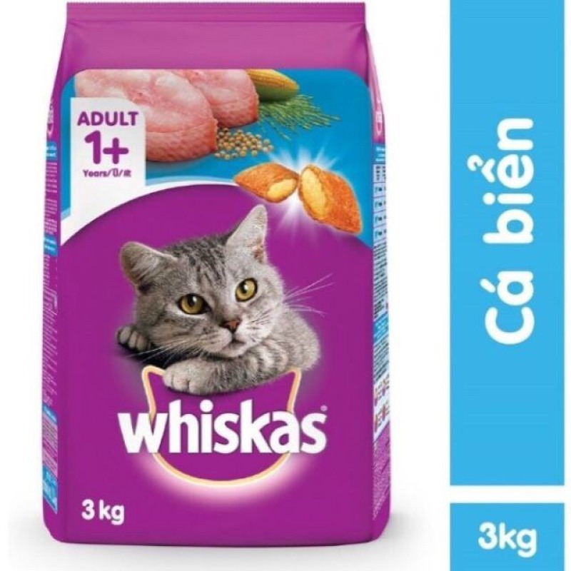 Thức ăn hạt cho mèo trưởng thành Whiskas 3kg ( vị cá biển )