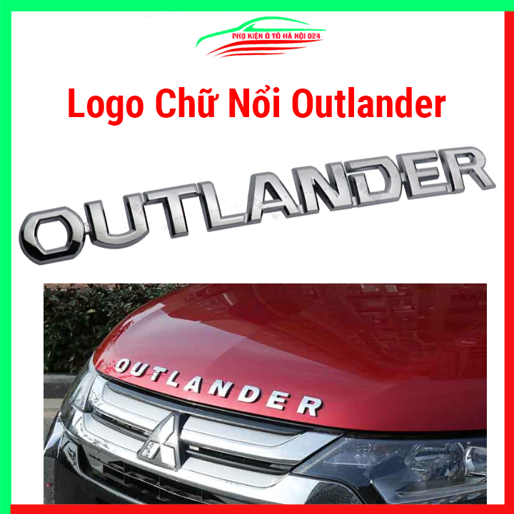 Tem dán nắp capo xe ô tô chữ nổi 3D OUTLANDER màu bạc cá tính, trang trí capo ô tô