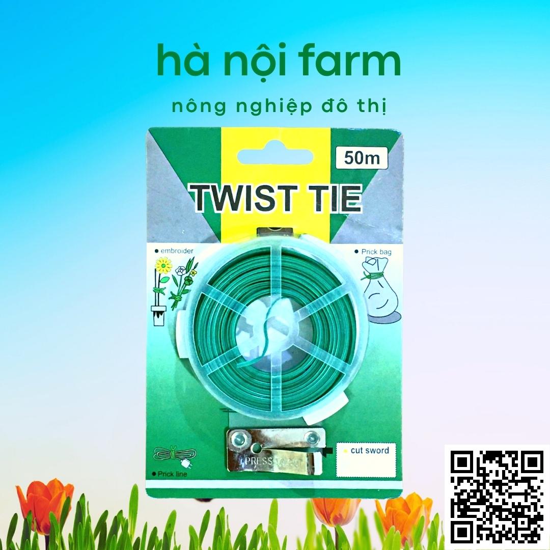 Cuộn dây cột lan bọc nhựa (kèm đầu cắt) TWIST TIE – Cuộn 50m