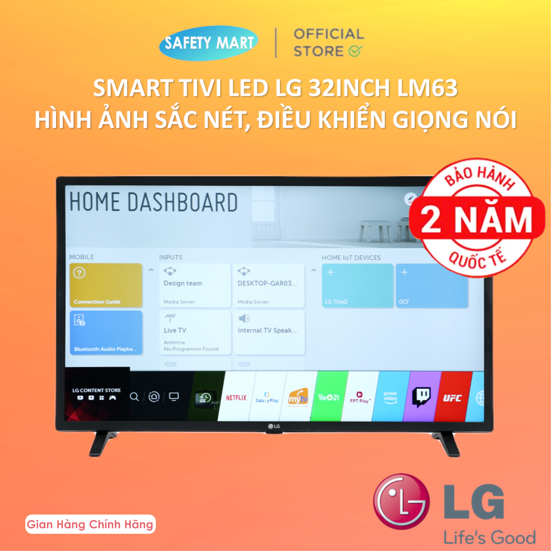 Smart TV led LG 32 inch 32lm636bptb-WebOS, Speaker 10W, voice Search search by voice Vietnamese, clear Display-warranty 2 years-genuine goods safety Mart official
