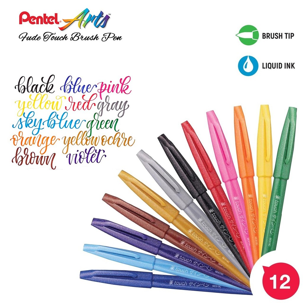 [HCM]MÀU CƠ BẢN - BÚT VIẾT THƯ PHÁP PENTEL FUDE TOUCH BRUSH SIGN PEN