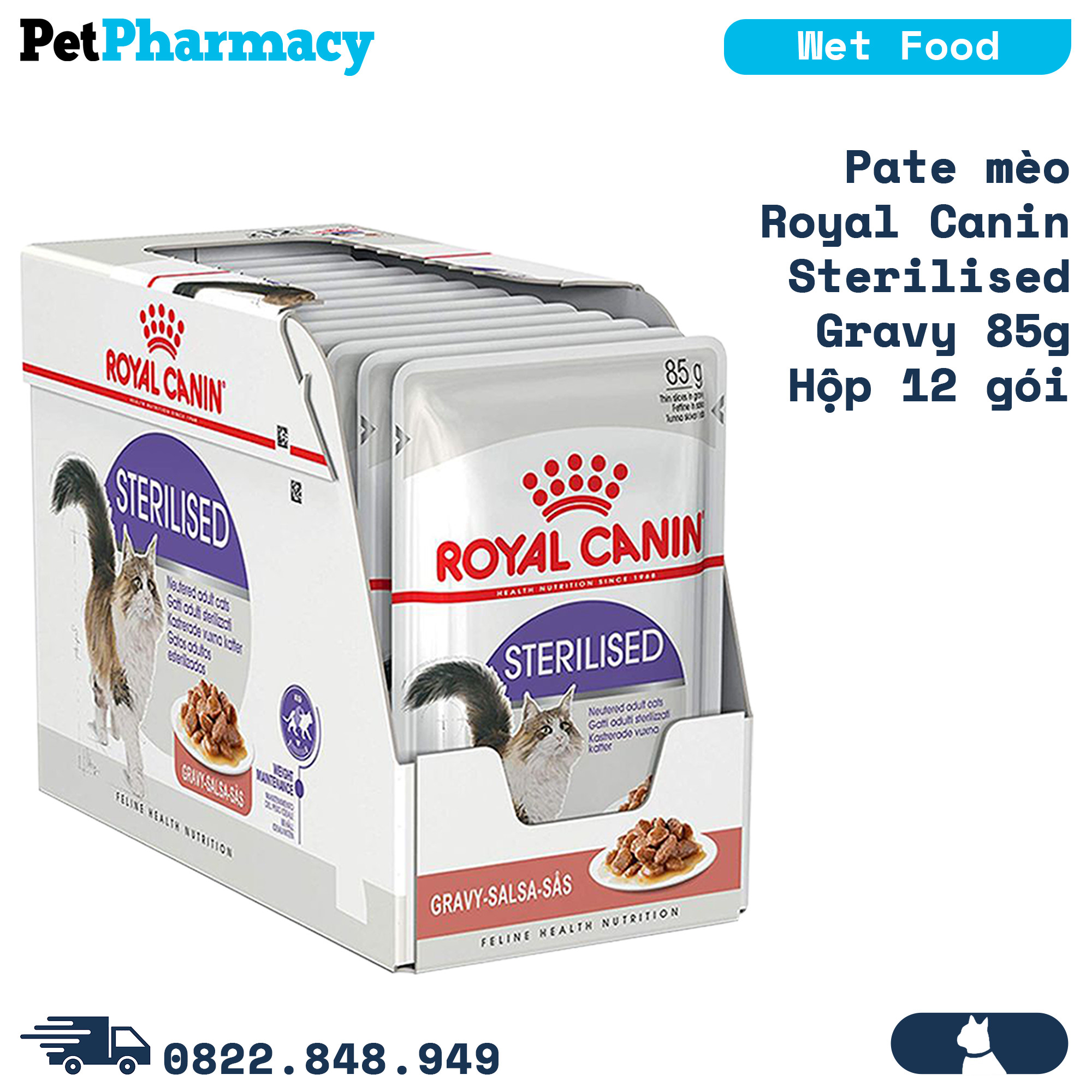 Pate mèo Royal Canin Sterilised Gravy 85g - Hộp 12 gói Petpharmacy