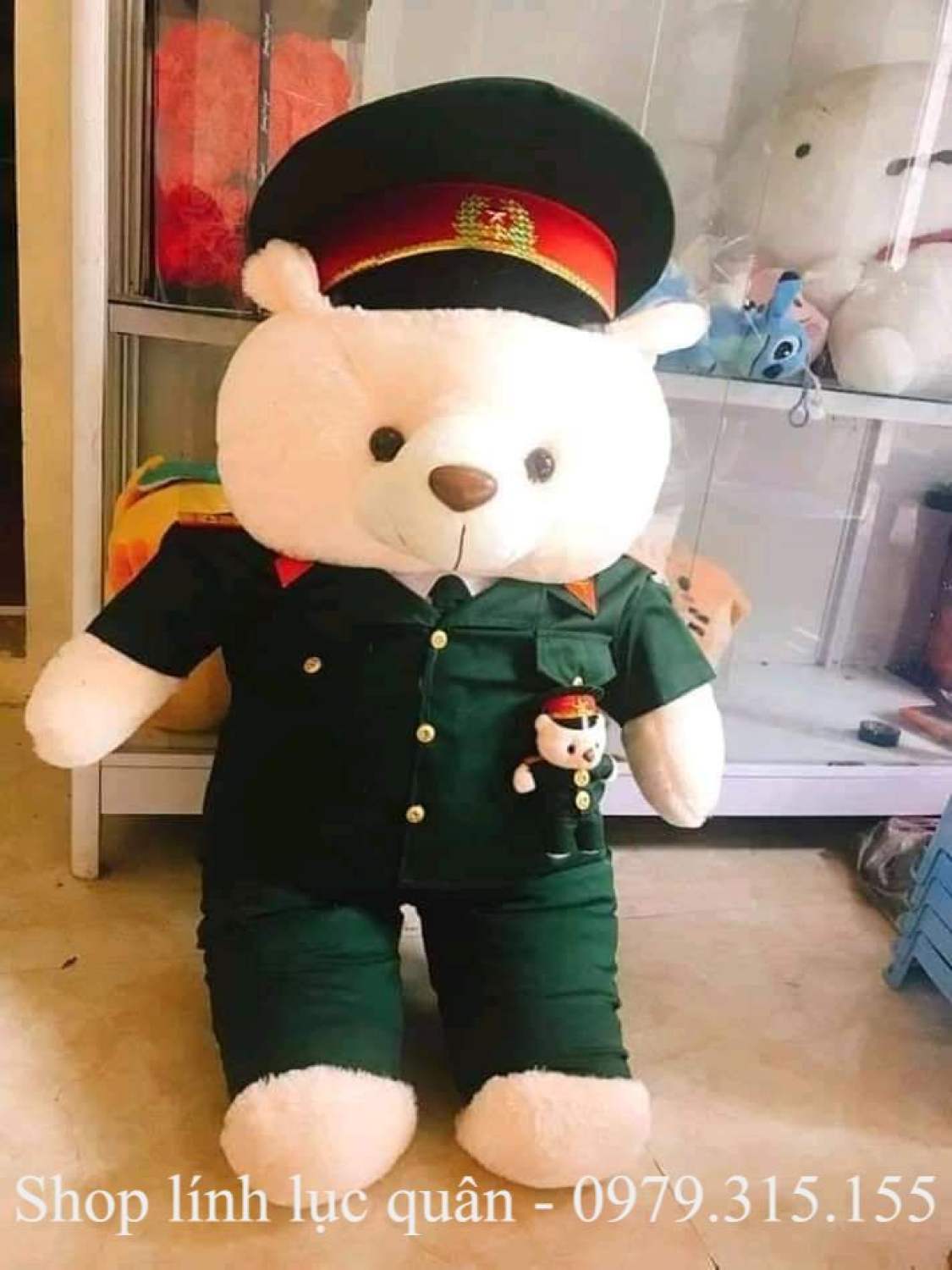QUÀ TẶNG LÍNH - gấᴜ BÔNG MŨ ĐỎ 90cm