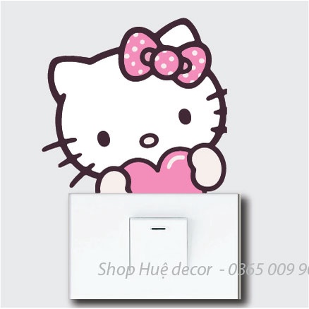 Decal nhãn dán ổ điện , sticker trang trí Hello kitty dễ thương