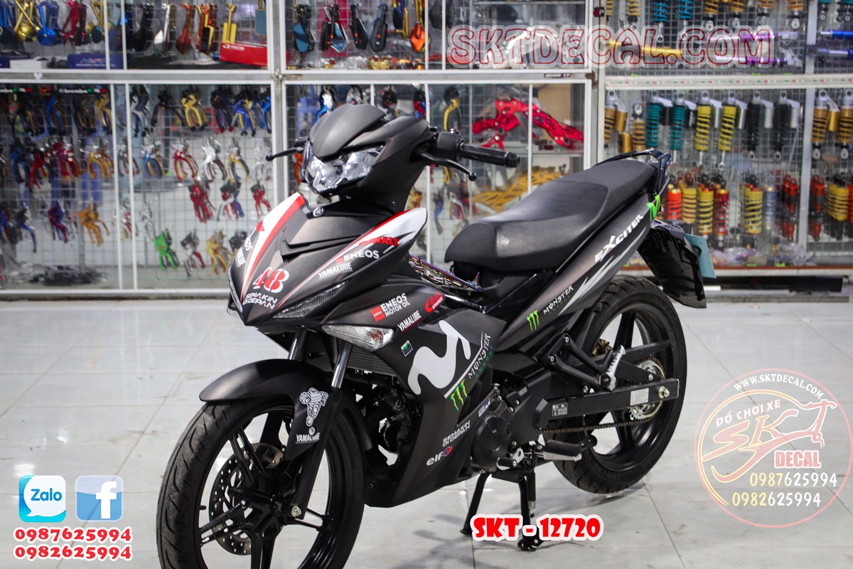 tem trùm exciter 150 đen trắng movistar monter